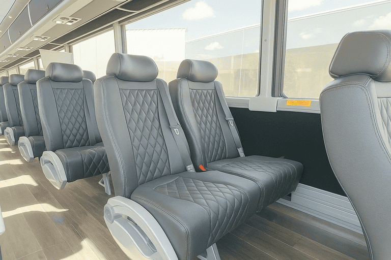 interior of Tulsa Shuttle Bus Rentals charter bus